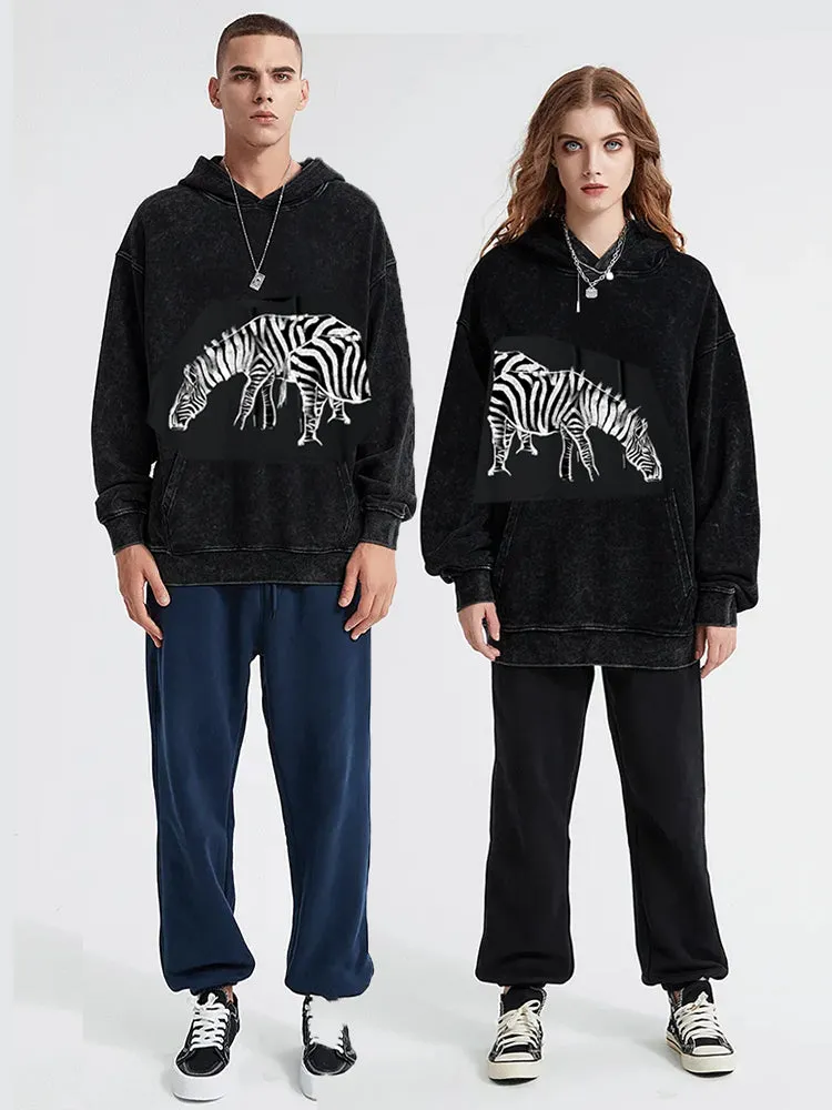 Zebra Dual Match Hoodies Unisex Valentine Artist Hand Painting A& B Couple Matching Hoodies