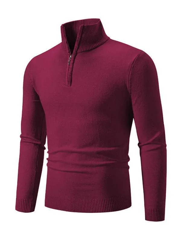 Zipper Turtleneck Men Pullover Sweater