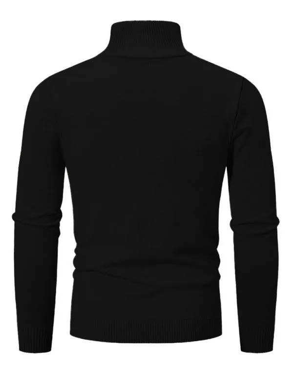 Zipper Turtleneck Men Pullover Sweater