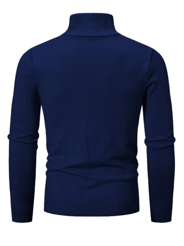 Zipper Turtleneck Men Pullover Sweater