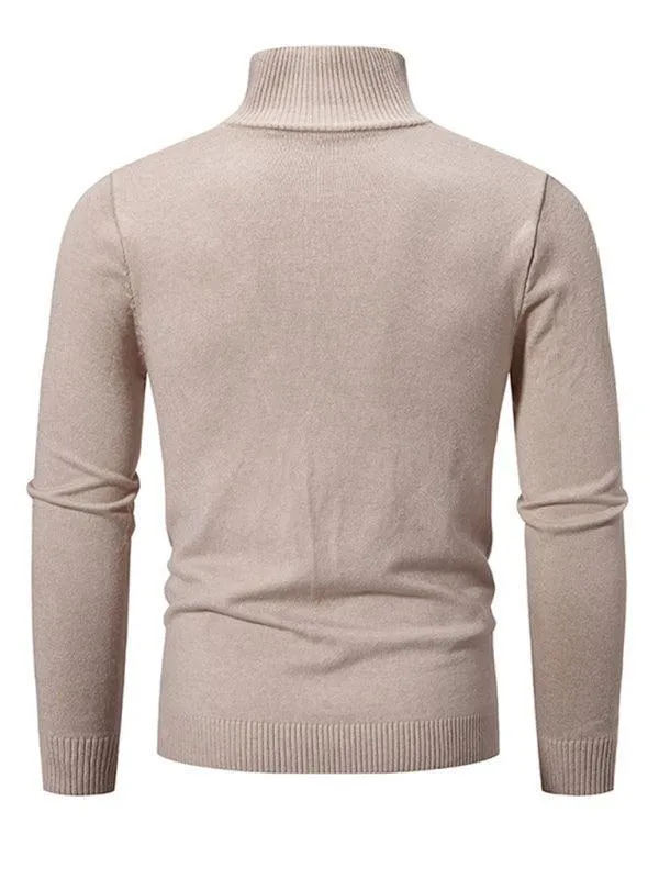 Zipper Turtleneck Men Pullover Sweater