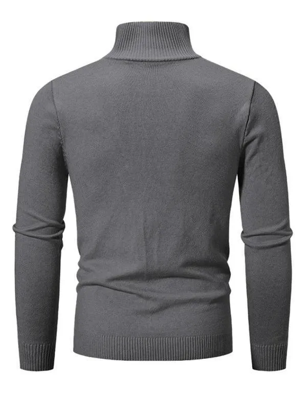 Zipper Turtleneck Men Pullover Sweater