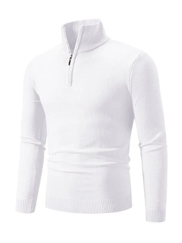 Zipper Turtleneck Men Pullover Sweater