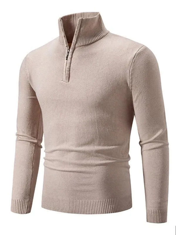 Zipper Turtleneck Men Pullover Sweater